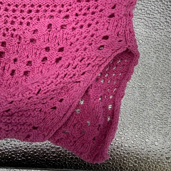 Free People Home Run Crochet Color block Cropped Sweater Size M Bohemian Hippie - Picture 6 of 11